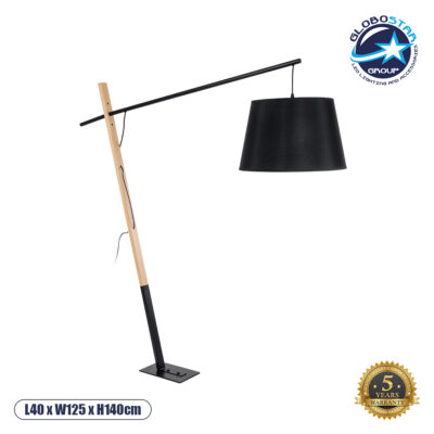 LEDTM® KELSIE 02029 Μοντέρνο Επιδαπέδιο Φωτιστικό με Ντουί 1 x E27 AC 220-240V IP20 - Μαύρο & Μπεζ - Μ40 x Π125 x Υ140cm