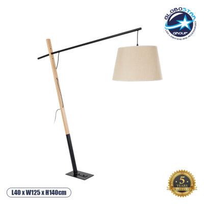 LEDTM® KELSIE 02030 Μοντέρνο Επιδαπέδιο Φωτιστικό με Ντουί 1 x E27 AC 220-240V IP20 - Μαύρο & Μπεζ - Μ40 x Π125 x Υ140cm