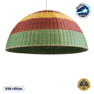 LEDTM® CABALLEROS 02062 Boho Κρεμαστό Φωτιστικό Οροφής με Ντουί 1 x E27 AC 220-240V IP20 - Πολύχρωμο - Μ100 x Π100 x Υ53cm