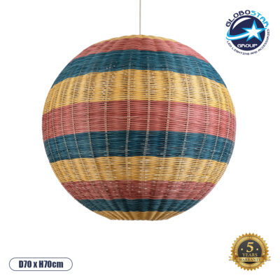 LEDTM® CABALLEROS 02063 Boho Κρεμαστό Φωτιστικό Οροφής με Ντουί 1 x E27 AC 220-240V IP20 - Πολύχρωμο - Μ70 x Π70 x Υ70cm