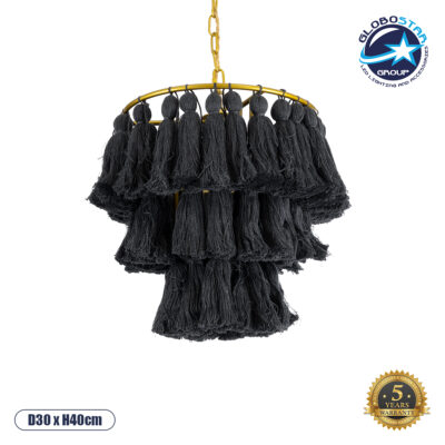 LEDTM® MISSOULA 02087 Boho Κρεμαστό Φωτιστικό Οροφής με Ντουί 1 x E27 AC 220-240V IP20 - Μαύρο & Χρυσό - Μ30 x Π30 x Υ40cm