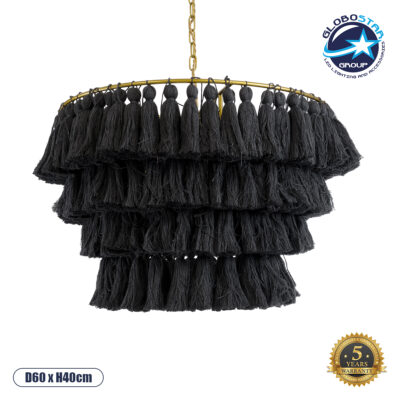 LEDTM® MISSOULA 02091 Boho Κρεμαστό Φωτιστικό Οροφής με Ντουί 1 x E27 AC 220-240V IP20 - Μαύρο & Χρυσό - Μ60 x Π60 x Υ40cm