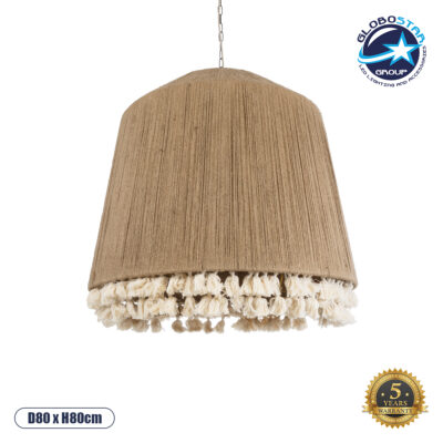 LEDTM® PUERTORICO 02093 Boho Κρεμαστό Φωτιστικό Οροφής με Ντουί 3 x E27 AC 220-240V IP20 - Μπεζ - Μ80 x Π80 x Υ80cm