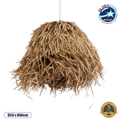 LEDTM® GUADELOUPE 02157 Boho Κρεμαστό Φωτιστικό Οροφής με Ντουί 1 x E27 AC 220-240V IP20 - Μπεζ - Μ50 x Π50 x Υ40cm