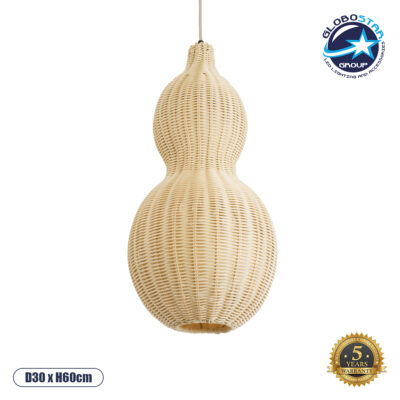 LEDTM® KINGSTOWN 02168 Boho Κρεμαστό Φωτιστικό Οροφής με Ντουί 1 x E27 AC 220-240V IP20 - Μπεζ - Μ30 x Π30 x Υ60cm