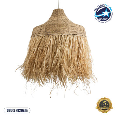 LEDTM® PORTOFERRAIO 02186 Boho Κρεμαστό Φωτιστικό Οροφής με Ντουί 1 x E27 AC 220-240V IP20 - Μπεζ - Μ80 x Π80 x Υ120cm