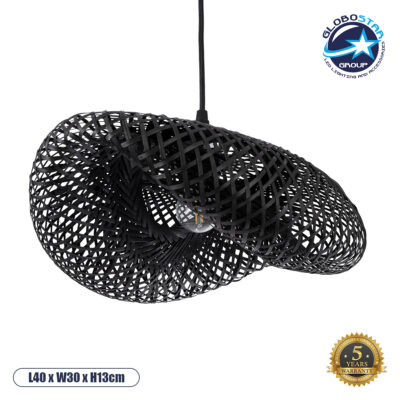 LEDTM® MEXICO 02200 Boho Κρεμαστό Φωτιστικό Οροφής με Ντουί 1 x E27 AC 220-240V IP20 - Μαύρο - Μ40 x Π30 x Υ13cm