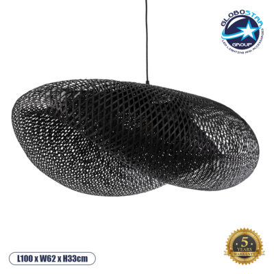 LEDTM® MEXICO 02203 Boho Κρεμαστό Φωτιστικό Οροφής με Ντουί 1 x E27 AC 220-240V IP20 - Μαύρο - Μ100 x Π62 x Υ33cm