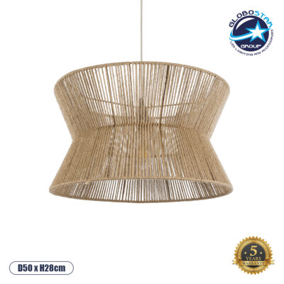 LEDTM® BISBEE 02204 Boho Κρεμαστό Φωτιστικό Οροφής με Ντουί 1 x E27 AC 220-240V IP20 - Μπεζ - Μ50 x Π50 x Υ28cm