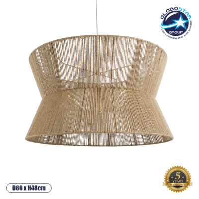 LEDTM® BISBEE 02205 Boho Κρεμαστό Φωτιστικό Οροφής με Ντουί 1 x E27 AC 220-240V IP20 - Μπεζ - Μ80 x Π80 x Υ48cm