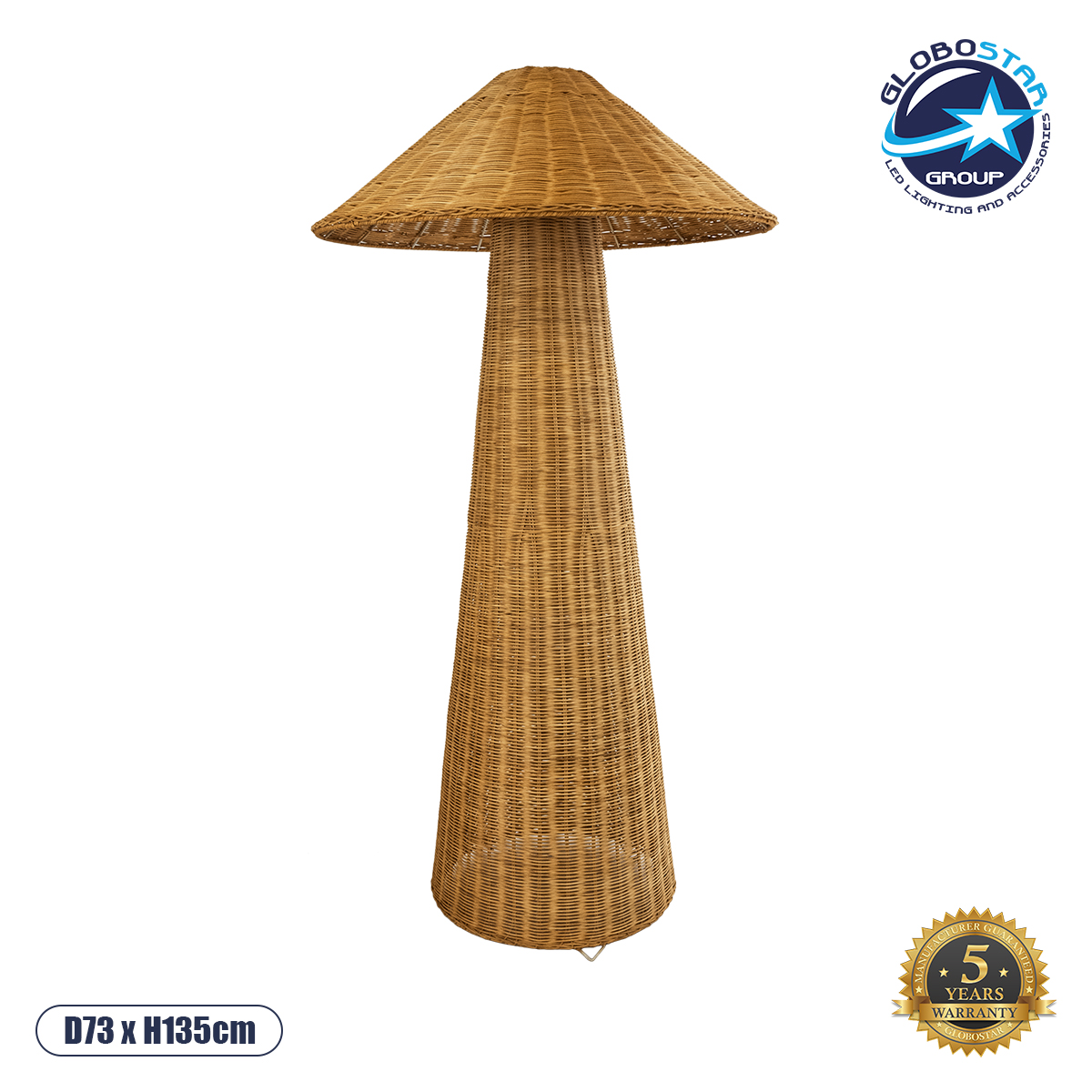 LEDTM® PERU 02235 Boho Επιδαπέδιο Φωτιστικό με Ντουί 1 x E27 AC 220-240V IP20 - Μπεζ - Μ73 x Π73 x Υ135cm