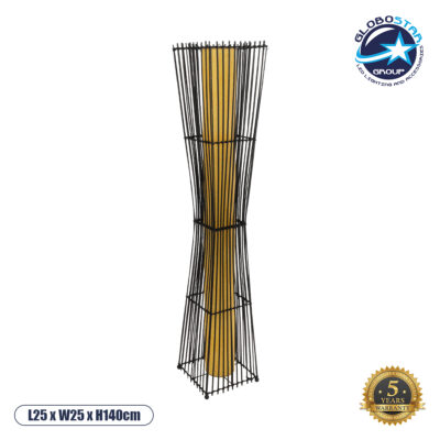 LEDTM® PALMA 02274 Boho Επιδαπέδιο Φωτιστικό με Ντουί 2 x E27 AC 220-240V IP20 - Μαύρο & Μπεζ - Μ25 x Π25 x Υ140cm