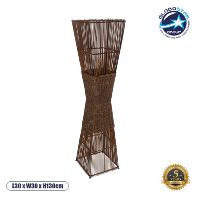 LEDTM® PALMA 02275 Boho Επιδαπέδιο Φωτιστικό με Ντουί 2 x E27 AC 220-240V IP20 - Καφέ - Μ30 x Π30 x Υ130cm