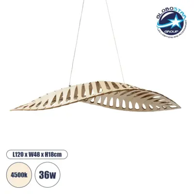 LEDTM® NANI 02285 Μοντέρνο Κρεμαστό Φωτιστικό Οροφής LED 36W 2880lm 120° AC 220-240V IP20 Φυσικό Λευκό 4500K - Lumileds SMD Chip - Μπεζ - Μ120 x Π48 x Υ18cm - 2 Χρόνια Εγγύηση