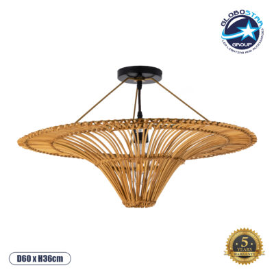 LEDTM® PALERMO 02308 Boho Φωτιστικό Οροφής με Ντουί 1 x E27 AC 220-240V IP20 - Καφέ - Μ60 x Π60 x Υ36cm
