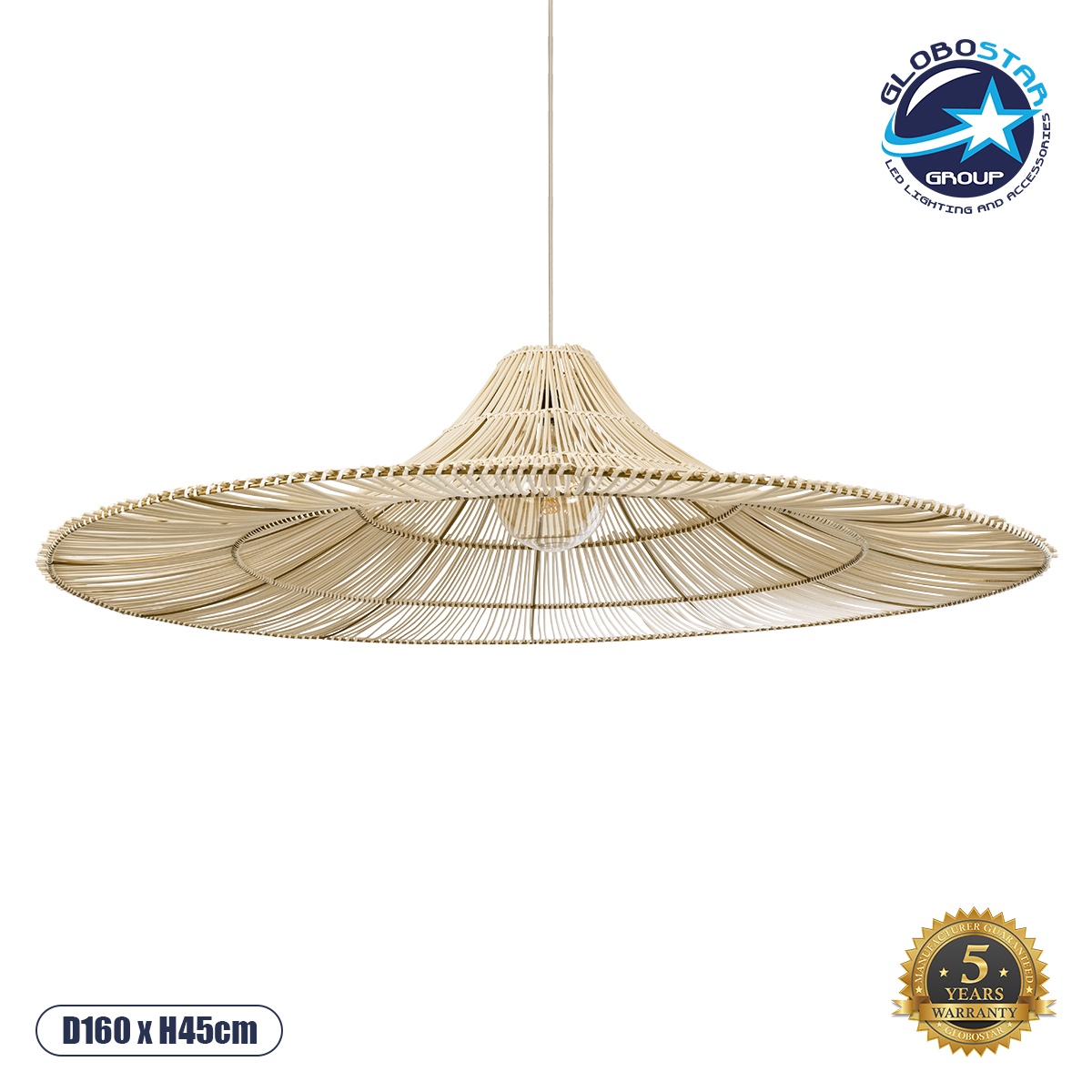 LEDTM® PALERMO 02311 Boho Κρεμαστό Φωτιστικό Οροφής με Ντουί 1 x E27 AC 220-240V IP20 - Μπεζ - Μ160 x Π160 x Υ45cm