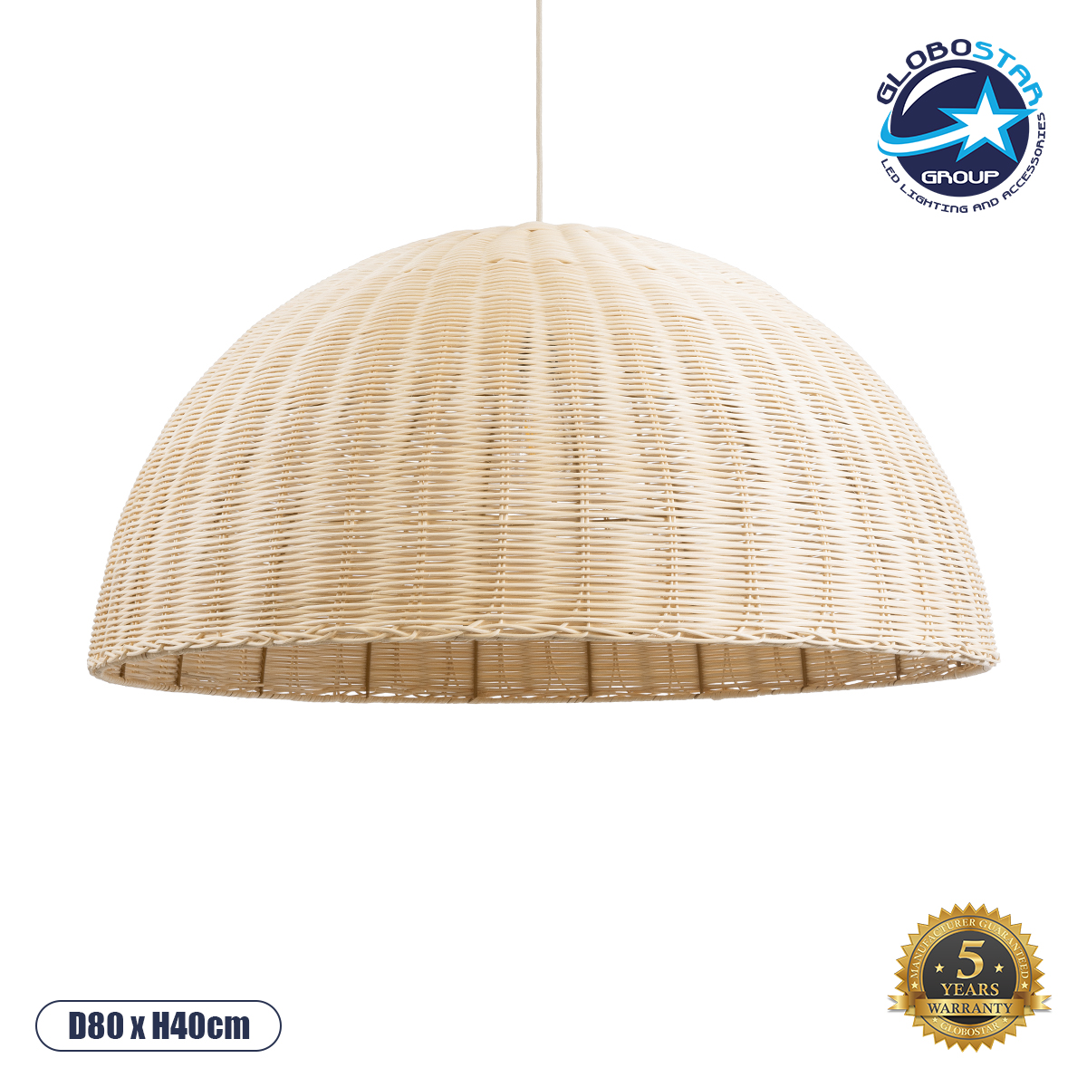 LEDTM® MONTANA 02379 Boho Κρεμαστό Φωτιστικό Οροφής με Ντουί 1 x E27 AC 220-240V IP20 - Μπεζ - Μ80 x Π80 x Υ40cm