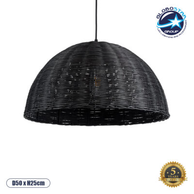 LEDTM® MONTANA 02383 Boho Κρεμαστό Φωτιστικό Οροφής με Ντουί 1 x E27 AC 220-240V IP20 - Μαύρο - Μ50 x Π50 x Υ25cm