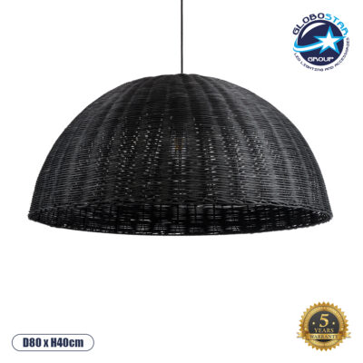 LEDTM® MONTANA 02384 Boho Κρεμαστό Φωτιστικό Οροφής με Ντουί 1 x E27 AC 220-240V IP20 - Μαύρο - Μ80 x Π80 x Υ40cm