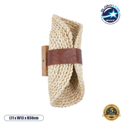 LEDTM® GUAVA 02385 Boho Φωτιστικό Τοίχου - Απλίκα με Ντουί 2 x G9 AC 220-240V IP20 - Μπεζ & Καφέ - Μ11 x Π13 x Υ30cm