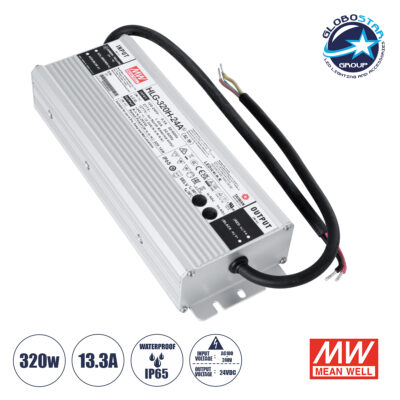 LEDTM® MEANWELL-HLG320H-24A 90794 Τροφοδοτικό/Μετασχηματιστής SELV 320W 13.3A DC24V Αδιάβροχο IP65 - AC 220-240V σε DC 24V / Ρυθμιζόμενο από DC 21V έως DC 26V - Μ25.2 x Π9 x Υ4.38cm - 3 Χρόνια Εγγύηση