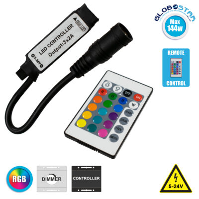 LEDTM® 73402 Ασύρματος LED RGB Controller με Χειριστήριο IR 5v (30w) 12v (72w) 24v (144w)