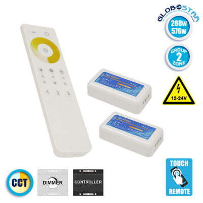 Ασύρματο LED Dimmer με Χειριστήριο Αφής 2.4G RF CCT 2 Χρωμάτων για Δυο Groups 12v (288w) - 24v (576w) DC LEDTM 04140