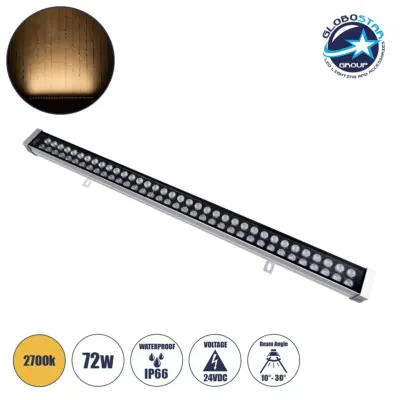 LEDTM® WASHER-MOZA 05116 Μπάρα Φωτισμού Wall Washer LED 72W 10080lm 10-30° DC 24V Αδιάβροχο IP66 Θερμό Λευκό 3000K Dimmable - Γκρι Ανθρακί - Μ100 x Π7.4 x Υ7cm - 3 Χρόνια Εγγύηση