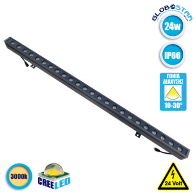LEDTM® WASHERMARGO 05102 Μπάρα Φωτισμού Wall Washer LED 24W 2640lm 30° DC 24V Αδιάβροχο IP66 Θερμό Λευκό 2700K Dimmable - Bridgelux SMD Chip - Γκρι Ανθρακί - Μ100 x Π4 x Υ5cm - 3 Χρόνια Εγγύηση