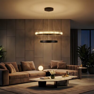 kelvo® DIAMOND KLV-101-0235 Κρεμαστό Φωτιστικό Οροφής LED 75W 7500lm 360° AC 220-240V IP20 Ρυθμιζόμενο Λευκό CCT με Χειριστήριο από 2700K έως 6000K Dimmable - Lumileds SMD Chip - Μαύρο Ματ - Μ60 x Π60 x Υ40cm - 3 Χρόνια Εγγύηση