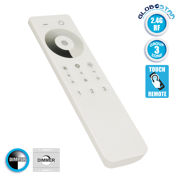 LEDTM® DIMMERGROUP 73313 RF 2.4G Ασύρματο Χειριστήριο Αφής 3 Ζωνών για Dimmer 73314 DC3V 2 x AAA IP20 - RF 2.4G - Μ15 x Π4 x Υ1cm - 2 Χρόνια Εγγύηση