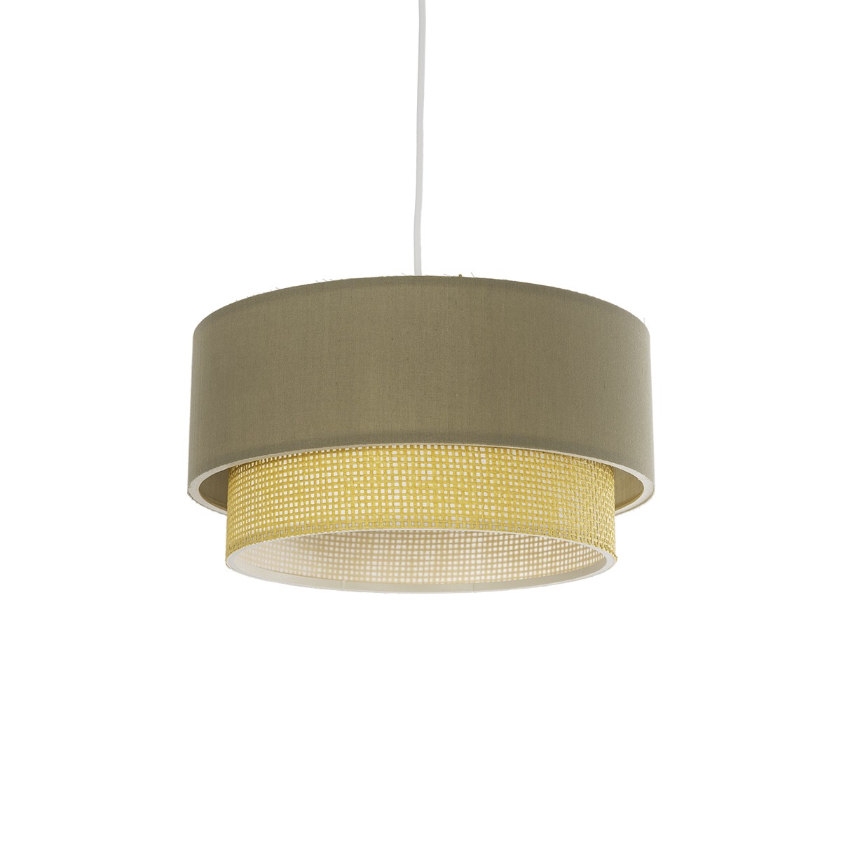 LEDTM® BIGGIE 204-0097 Μοντέρνο Κρεμαστό Φωτιστικό Οροφής με Ντουί 1 x E27 AC 220-240V IP20 - Λαδί & Μπεζ - Μ30 x Π30 x Υ17cm - Image 2