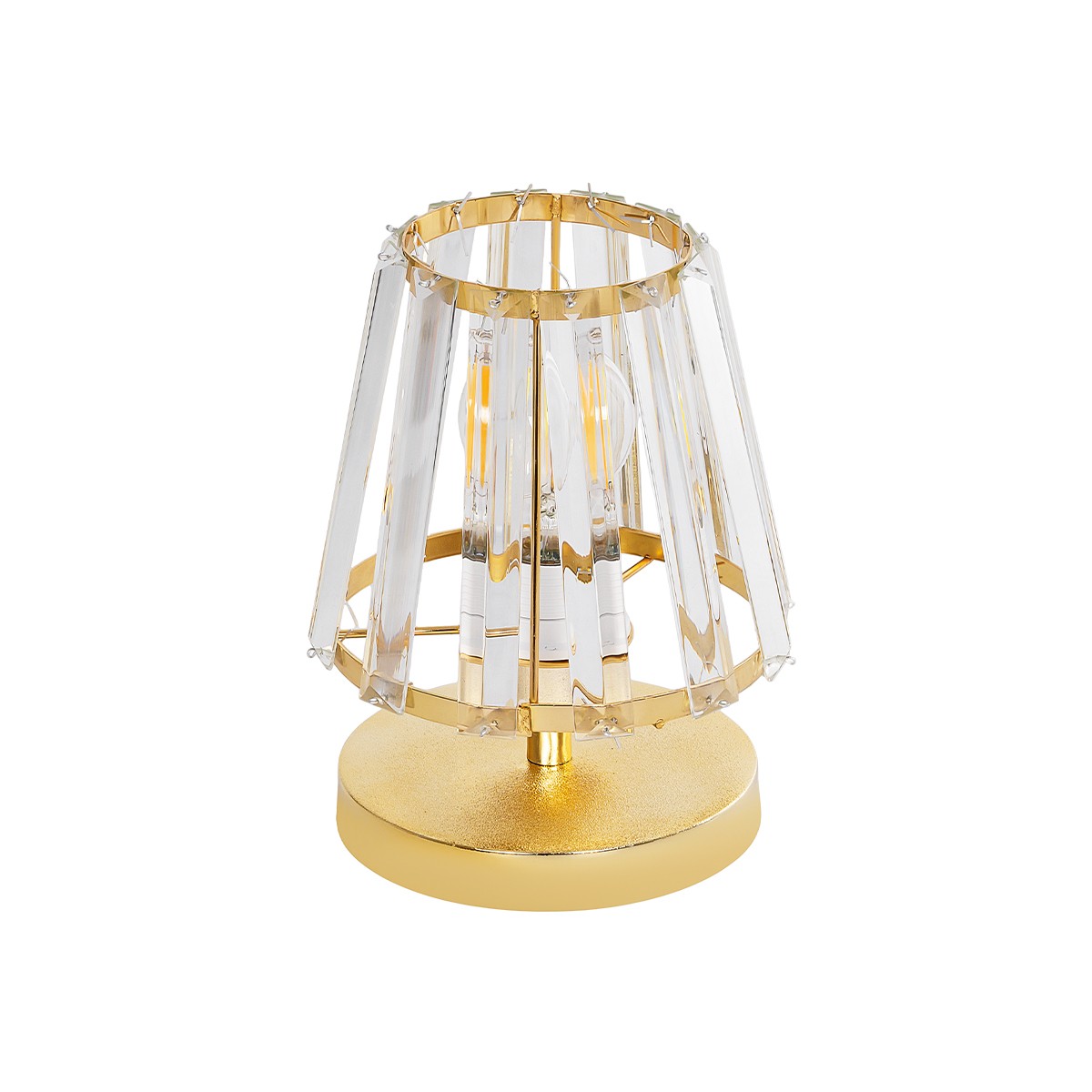 LEDTM® GLASSY 204-0064 Μοντέρνο Επιτραπέζιο Φωτιστικό Πορτατίφ με Ντουί 1 x E27 AC 220-240V IP20 - Χρυσό & Διάφανο - Μ18 x Π180 x Υ22cm - Image 2