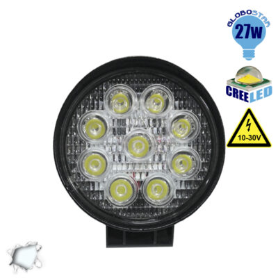 LEDTM® 30000 PRO Series Προβολέας Εργασίας - Working Light για Αυτοκίνητα & Φορτηγά Στρογγυλός 27W 10-30V 3780lm 30° Αδιάβροχος IP65 Ψυχρό Λευκό 6000k