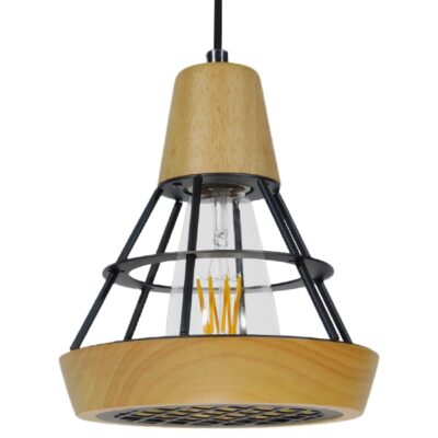 LEDTM® AKRON 10001133 Μοντέρνο Κρεμαστό Φωτιστικό Οροφής με Ντουί 1 x E27 AC 220-240V IP20 - Μπεζ & Μαύρο - Μ19 x Π19 x Υ22cm