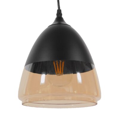 LEDTM® OLIVER 10001231 Vintage Κρεμαστό Φωτιστικό Οροφής με Ντουί 1 x E27 AC 220-240V IP20 - Μαύρο & Μελί - Μ20 x Π20 x Υ21cm