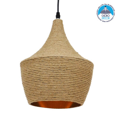 LEDTM® SHANGHAI ROPE 00916 Boho Κρεμαστό Φωτιστικό Οροφής με Ντουί 1 x E27 AC 220-240V IP20 - Μπεζ - Μ24 x Π24 x Υ30cm