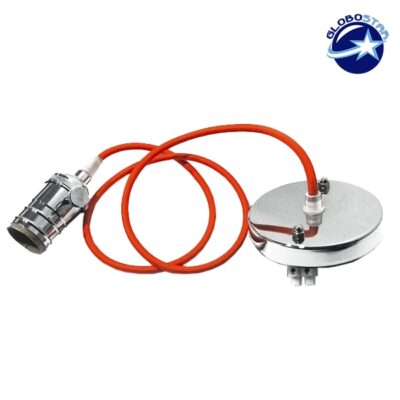 LEDTM® SUSPENS 115101 Vintage Κρεμαστό Φωτιστικό Οροφής με Ντουί 1 x E27 AC 220-240V IP20 - Ασημί & Πορτοκαλί - Μ10 x Π10 x Y94.3cm