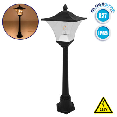 LEDTM® PALASO 12148 Φωτιστικό Κολωνάκι Κήπου με Ντουί 1 x E27 120° AC 220-240V Αδιάβροχο IP65 - Γκρι Ανθρακί - Μ32 x Π32 x Υ109cm