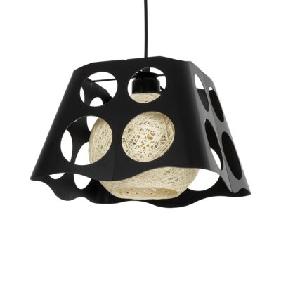 LEDTM® CARTER 00962 Μοντέρνο Κρεμαστό Φωτιστικό Οροφής με Ντουί 1 x E27 AC 220-240V IP20 - Μαύρο & Μπεζ - Μ28 x Π28 x Υ22cm