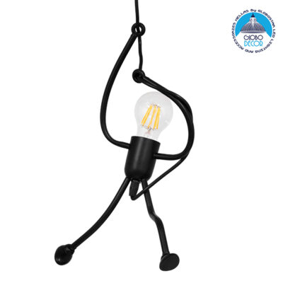LEDTM® LITTLE MAN 01652 Μοντέρνο Κρεμαστό Φωτιστικό Οροφής με Ντουί 1 x E27 AC 220-240V IP20 - Μαύρο - Μ20 x Π20 x Υ40cm