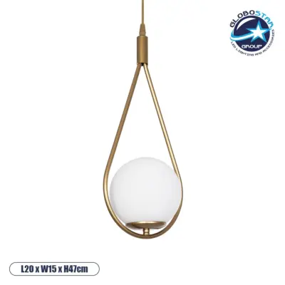 LEDTM® DROP 201-0034 Vintage Κρεμαστό Φωτιστικό Οροφής με Ντουί 1 x E27 AC 220-240V IP20 - Χρυσό & Λευκό - Μ20 x Π15 x Υ47cm