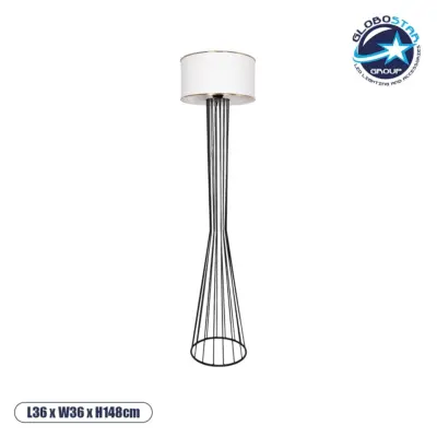 LEDTM® NOVA 201-0036 Μοντέρνο Επιδαπέδιο Φωτιστικό με Ντουί 1 x E27 AC 220-240V IP20 - Μαύρο & Λευκό - Μ36 x Π36 x Υ148cm