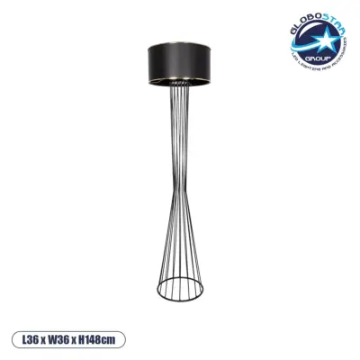 LEDTM® NOVA 201-0037 Μοντέρνο Επιδαπέδιο Φωτιστικό με Ντουί 1 x E27 AC 220-240V IP20 - Μαύρο - Μ36 x Π36 x Υ148cm