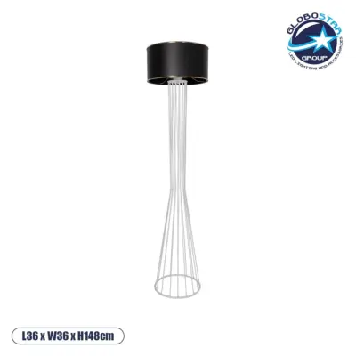 LEDTM® NOVA 201-0038 Μοντέρνο Επιδαπέδιο Φωτιστικό με Ντουί 1 x E27 AC 220-240V IP20 - Λευκό & Μαύρο - Μ36 x Π36 x Υ148cm