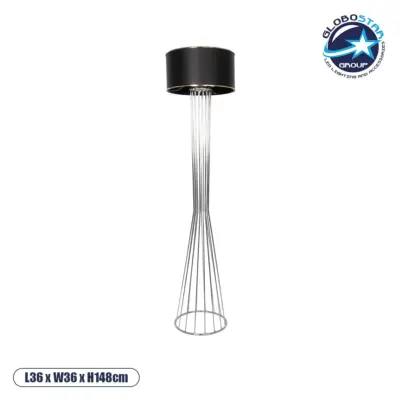 LEDTM® NOVA 201-0039 Μοντέρνο Επιδαπέδιο Φωτιστικό με Ντουί 1 x E27 AC 220-240V IP20 - Ασημί & Μαύρο - Μ36 x Π36 x Υ148cm