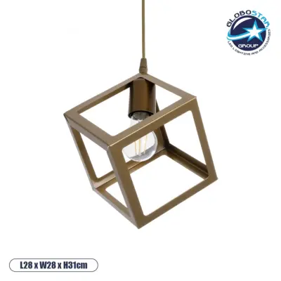 LEDTM® DISE 201-0055 Μοντέρνο Κρεμαστό Φωτιστικό Οροφής με Ντουί 1 x E27 AC 220-240V IP20 - Χρυσό - Μ28 x Π28 x Υ31cm