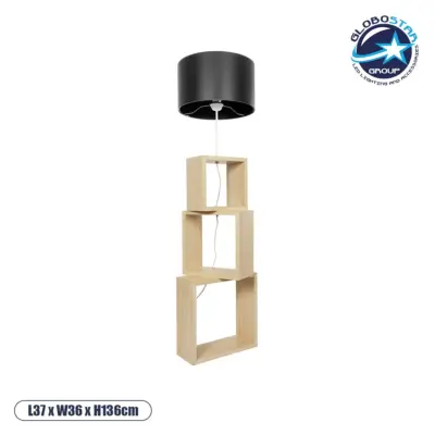 LEDTM® LUMO 201-0070 Μοντέρνο Επιδαπέδιο Φωτιστικό με Ντουί 1 x E27 AC 220-240V IP20 - Μπεζ & Μαύρο - Μ37 x Π36 x Υ136cm