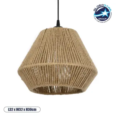 LEDTM® GLARO 201-0112 Vintage Κρεμαστό Φωτιστικό Οροφής με Ντουί 1 x E27 AC 220-240V IP20 - Μπεζ & Μαύρο - Μ32 x Π32 x Υ30cm