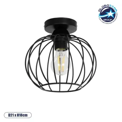 LEDTM® BITUIN 201-0116 Μοντέρνο Φωτιστικό Οροφής με Ντουί 1 x E27 AC 220-240V IP20 - Μαύρο - Μ21 x Π21 x Υ18cm